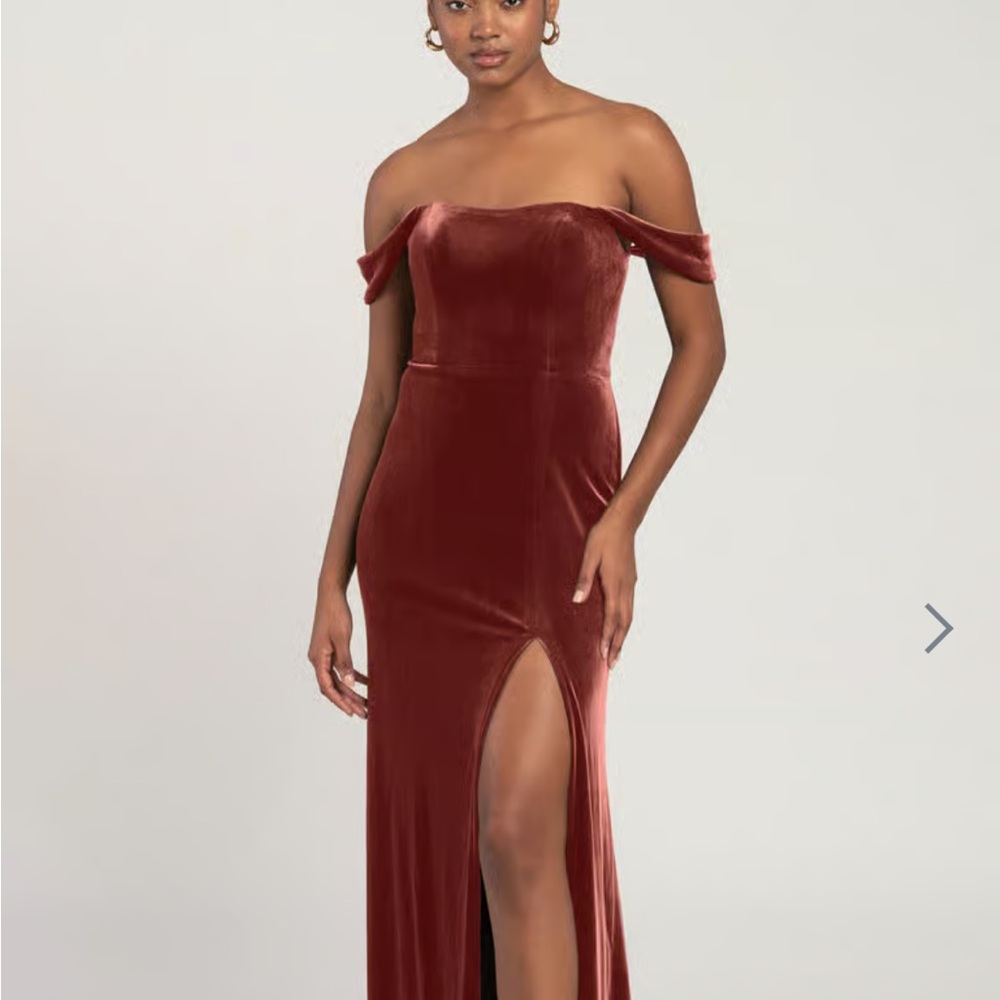 Jenny Yoo Dusty Rose Velvet “Issa” Bridesmaids Gown, Size 10